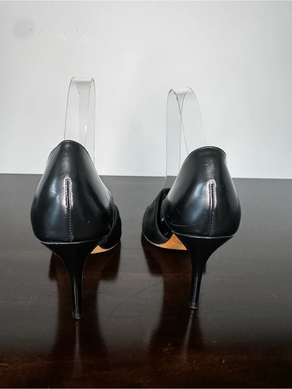 Vince Made in Italy Black Calf Hair & Leather Pointed Toe D’Orsay Pumps